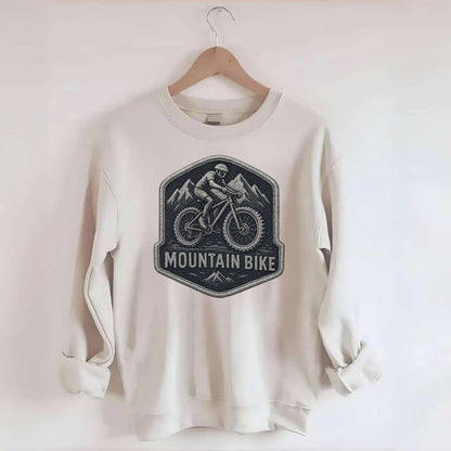 Mountain bike with rugged tires - cyclist badge - Crewneck Sweatshirt - biege