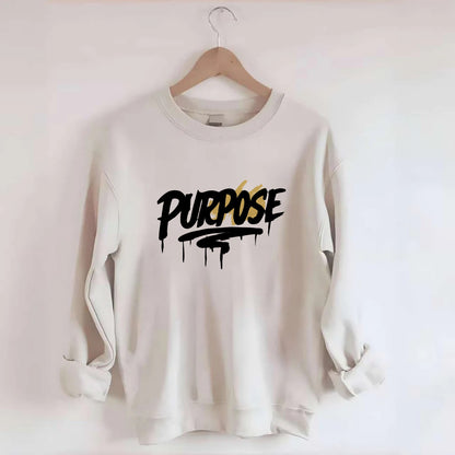 Bold typography design - "PURPOSE" - reason for being - Crewneck Sweatshirt - biege