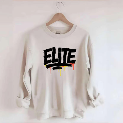 Bold typography design - "ELITE" - top tier, highest level - Crewneck Sweatshirt - biege