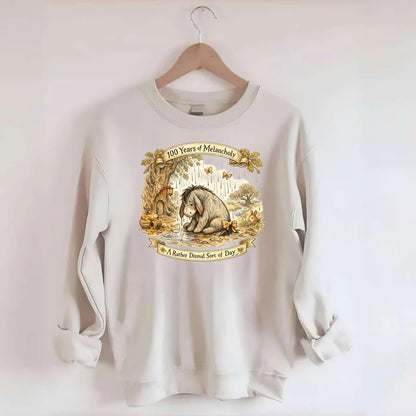 GLOOMY GLEN | Droopy figure in rain | Tattered tail bow | Pessimistic poetry - Crewneck Sweatshirt - biege
