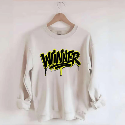 Bold typography design - "WINNER" - victorious mindset, champion - Crewneck Sweatshirt - biege