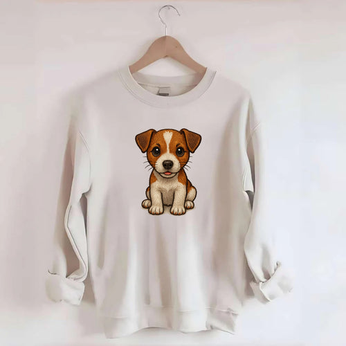 Baby Jack Russell Terrier Puppy - white with markings, alert ears, energetic - Crewneck Sweatshirt