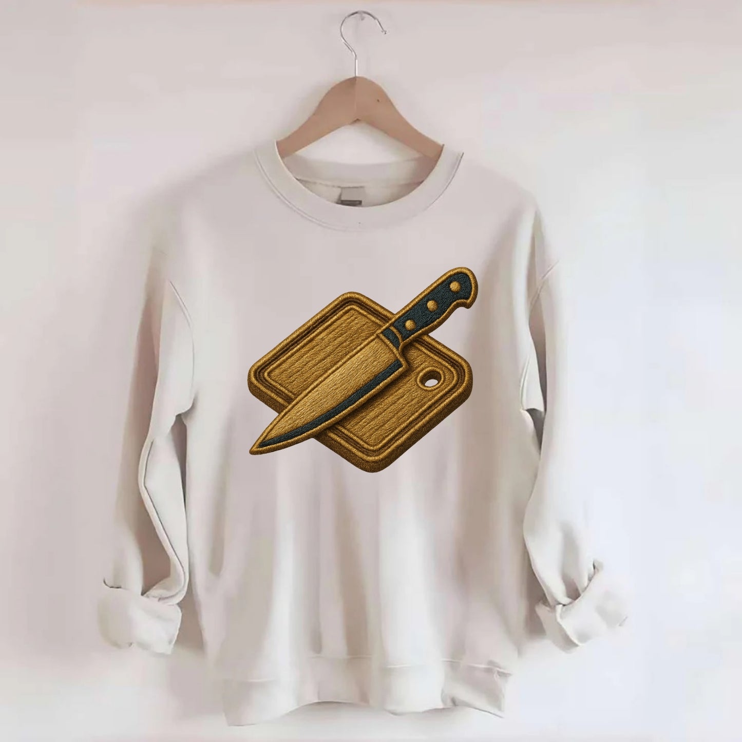 Chef knife with cutting board - culinary enthusiast - Crewneck Sweatshirt - biege