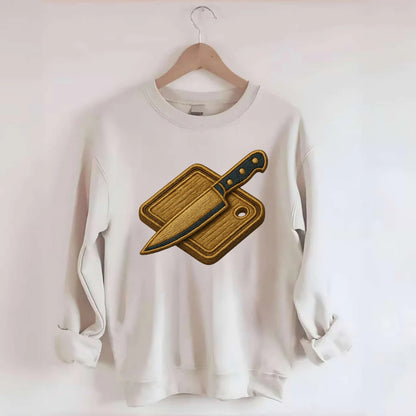 Chef knife with cutting board - culinary enthusiast - Crewneck Sweatshirt - biege
