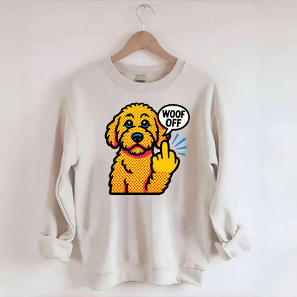 Goldendoodle with teddy bear face and curly golden coat, friendly paw - Crewneck Sweatshirt - biege