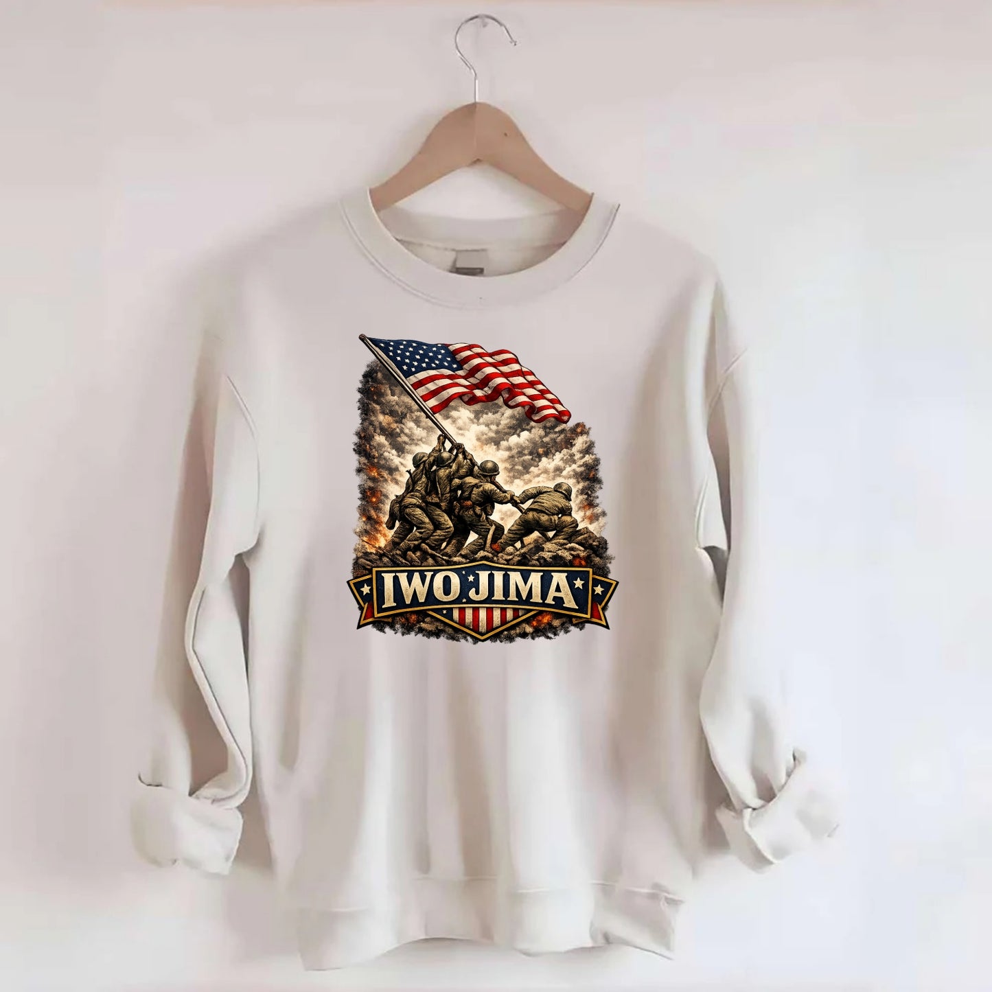 Iwo Jima Flag Raising - Crewneck Sweatshirt - biege