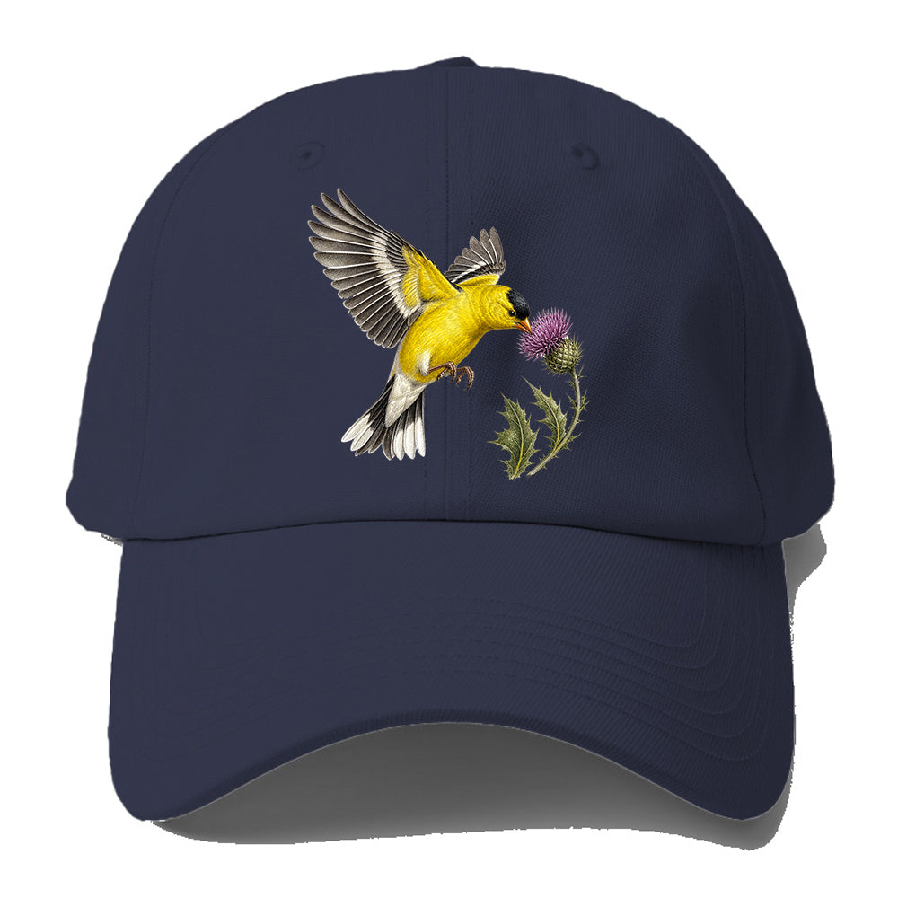 Goldfinch Thistle Flower Baseball Cap