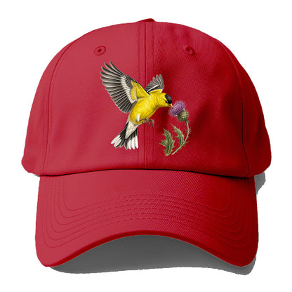 Goldfinch Thistle Flower Baseball Cap