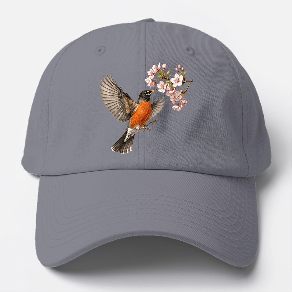 Robin Cherry Blossom Baseball Cap