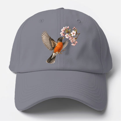 Robin Cherry Blossom Baseball Cap