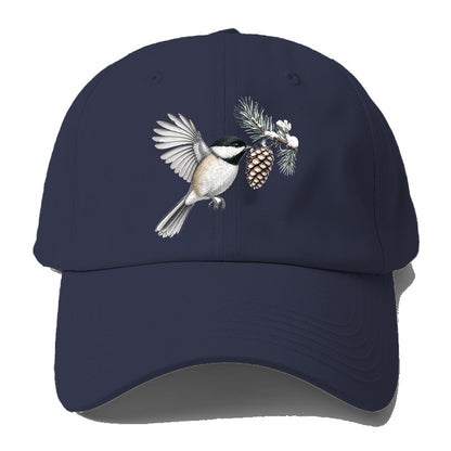 Chickadee Snow Pine Baseball Cap