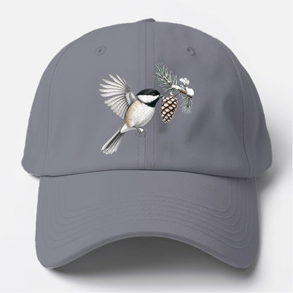 Chickadee Snow Pine Baseball Cap