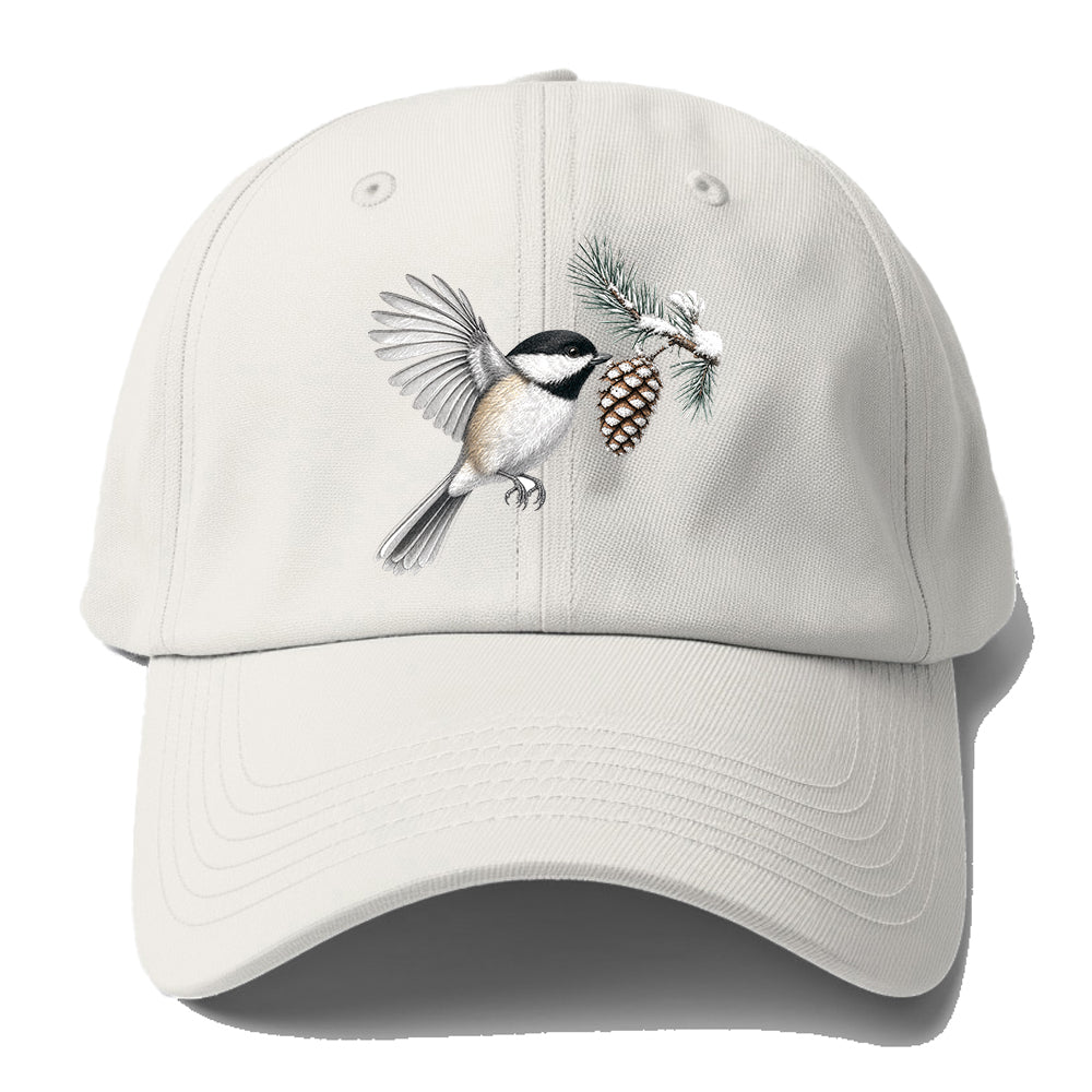 Chickadee Snow Pine Baseball Cap
