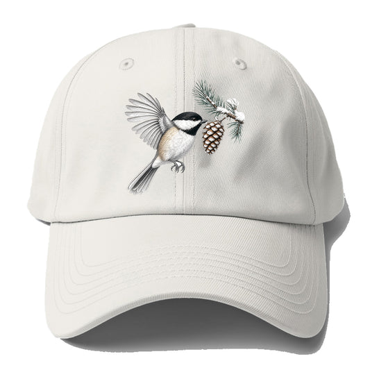 Chickadee Snow Pine Baseball Cap