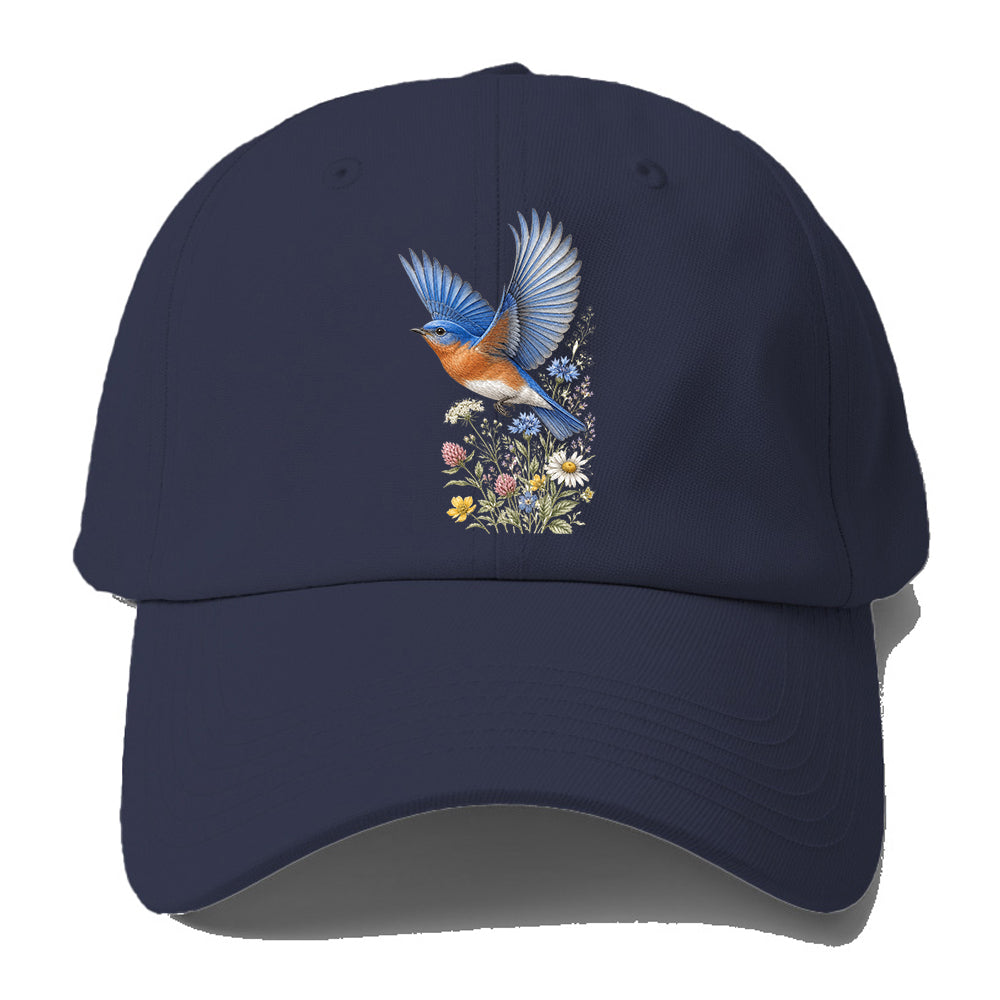 Bluebird Meadow Flowers Baseball Cap