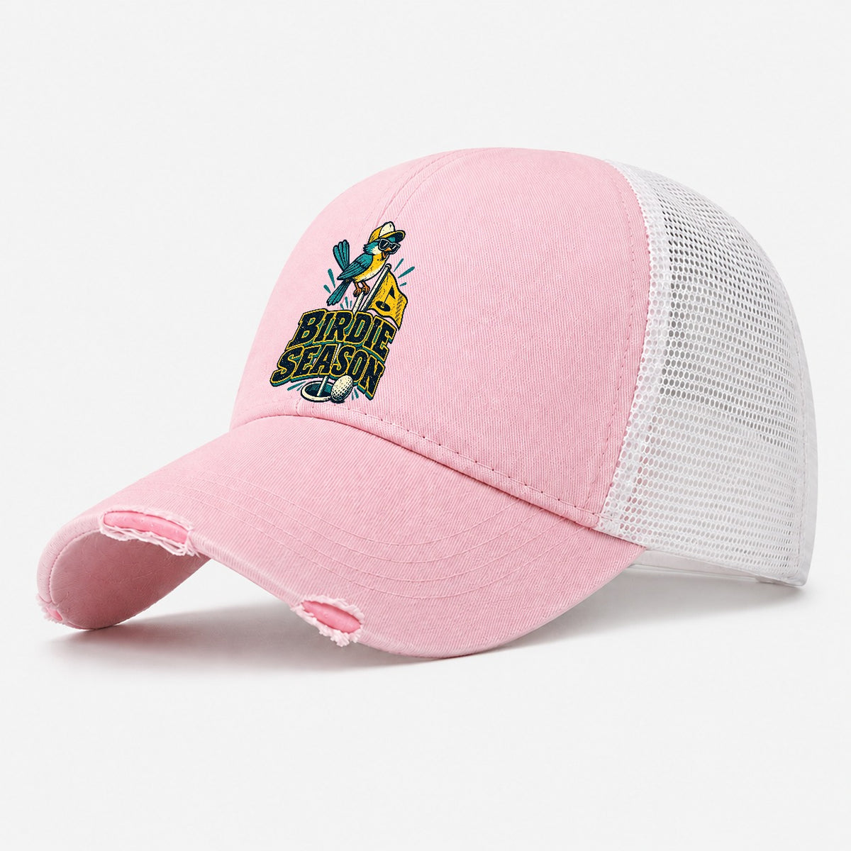 Birdie Season Golf Life Washed Trucker Hat – Light Pink