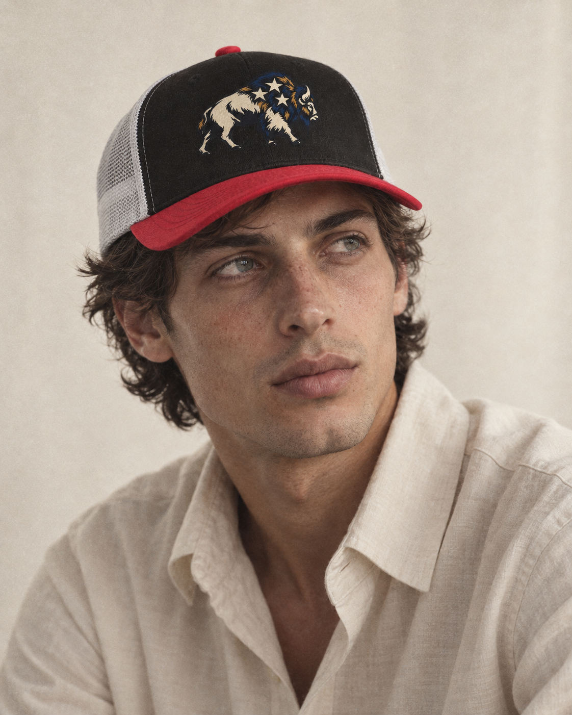 Model wearing the cap