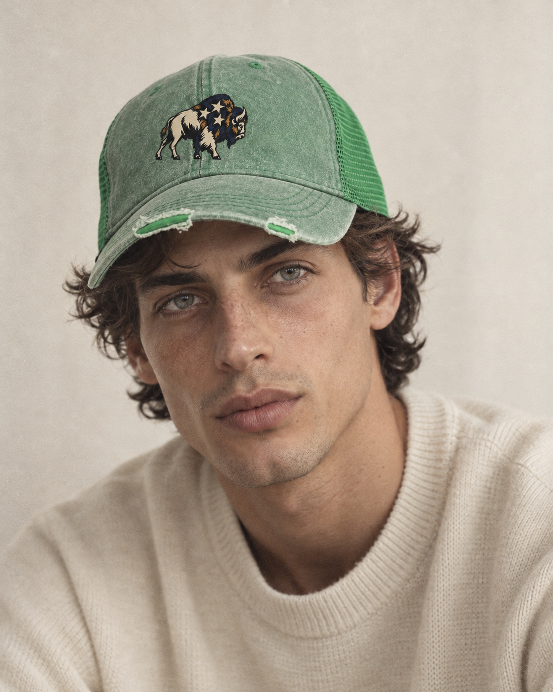 Model wearing the cap