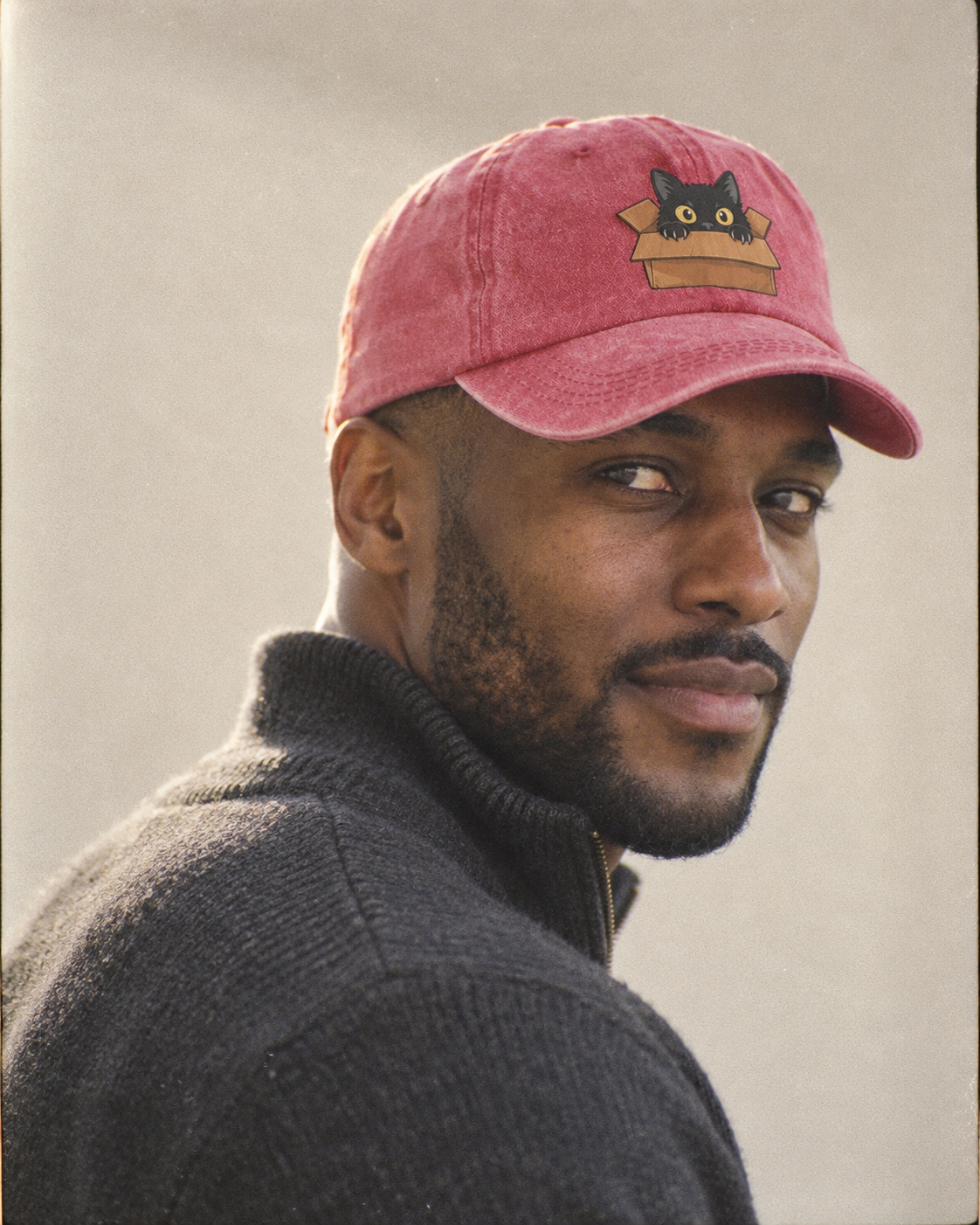 Model wearing the cap