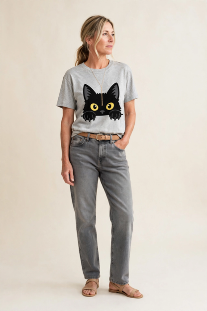 Black Cat  - Classic T-shirt – studio model photo