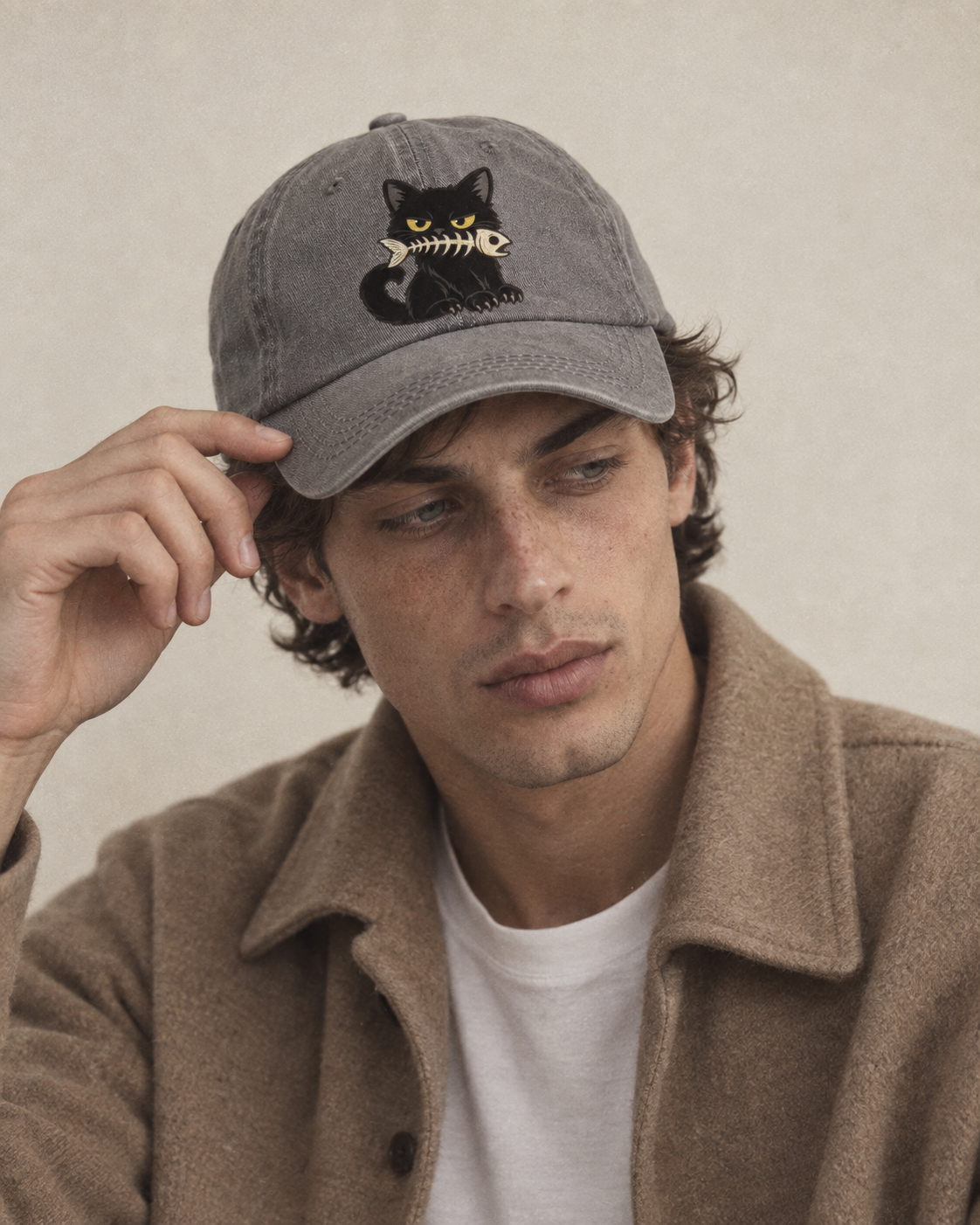 Model wearing the cap