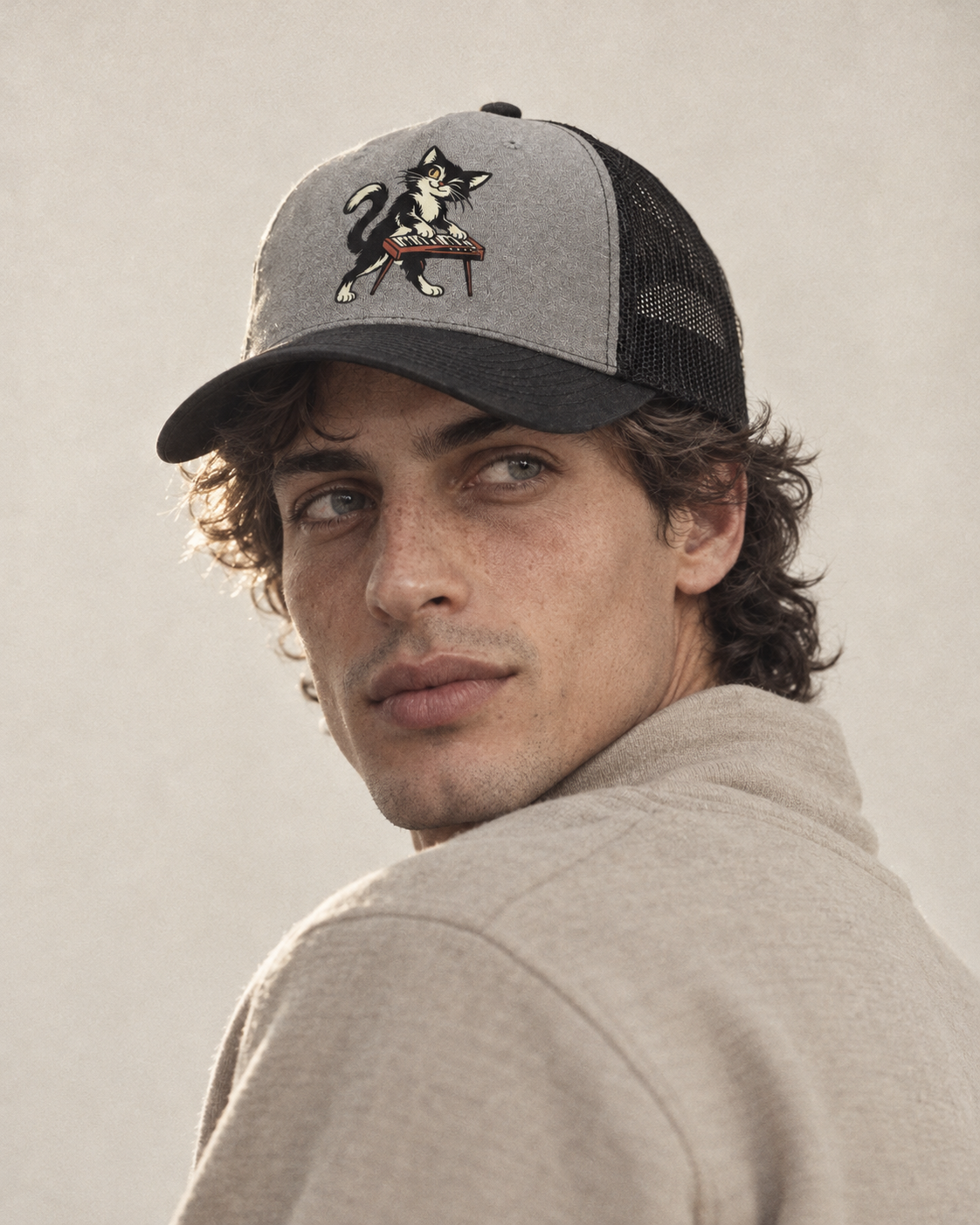 Model wearing the cap