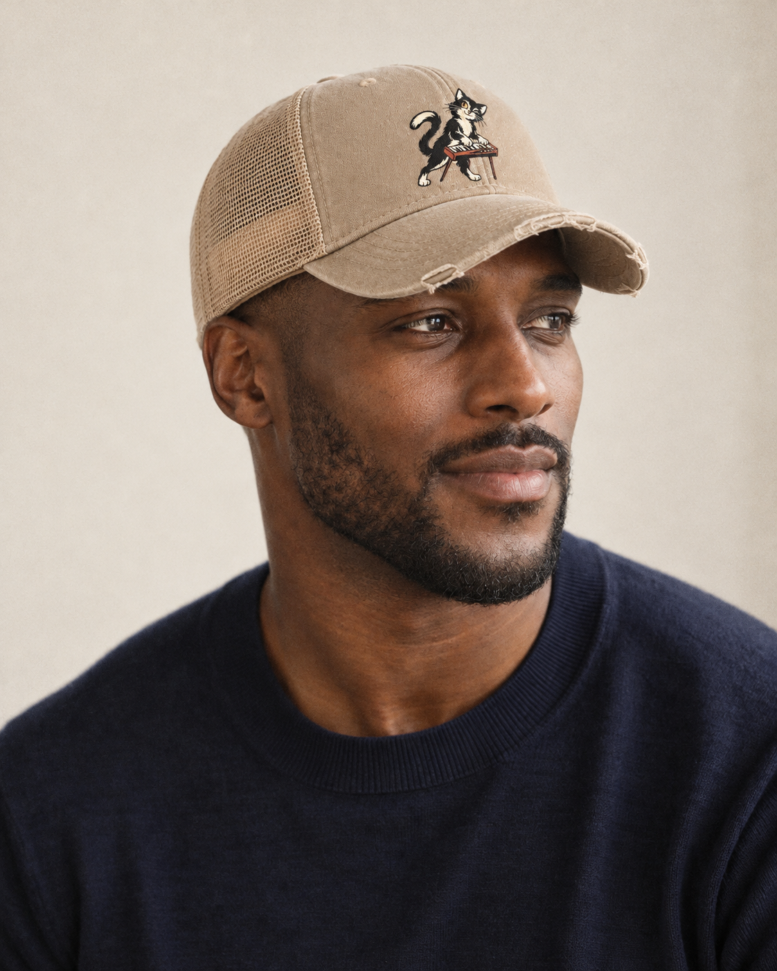 Model wearing the cap