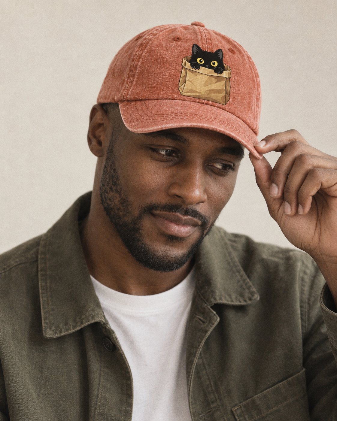 Model wearing the cap