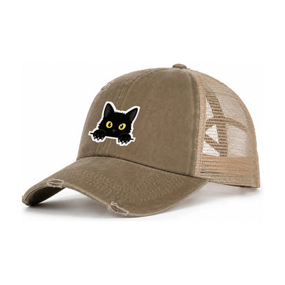 Black Cat Women's Ponytail Trucker Hat – Taupe Khaki