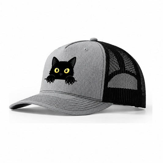 Black Cat Trucker Hat – Sport Grey-Black