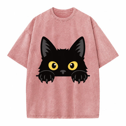 Black Cat  - Vintage T-shirt – Dusty Rose(Rose)