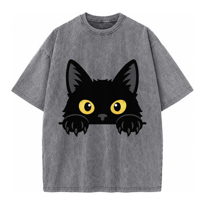 Black Cat  - Vintage T-shirt – Grey