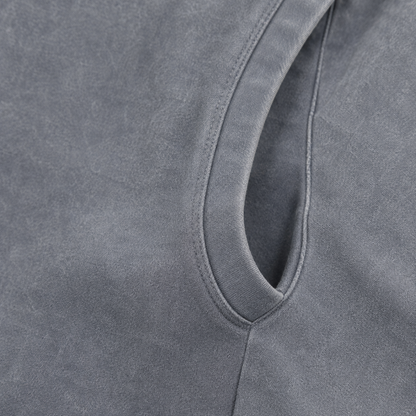 Black Cat Vintage Washed Tank – grey fabric close-up