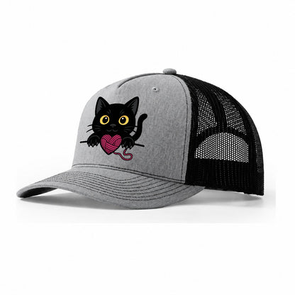 Black Cat Yarn Playful 968d17 Trucker Hat – Sport Grey-Black