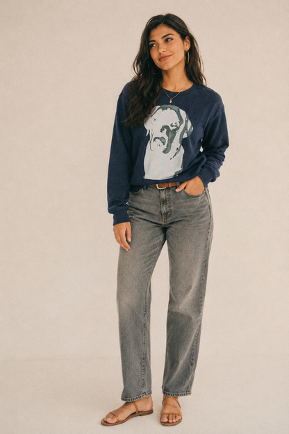 Black Labrador Fleece Sweatshirt – studio model photo