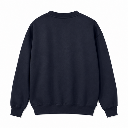 Black Pug Charming Companion Fleece Sweatshirt – navy-blue back view