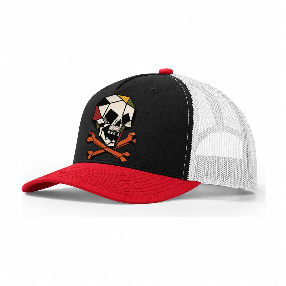 Pirate Skull Crossbones Trucker Hat – Black Red White