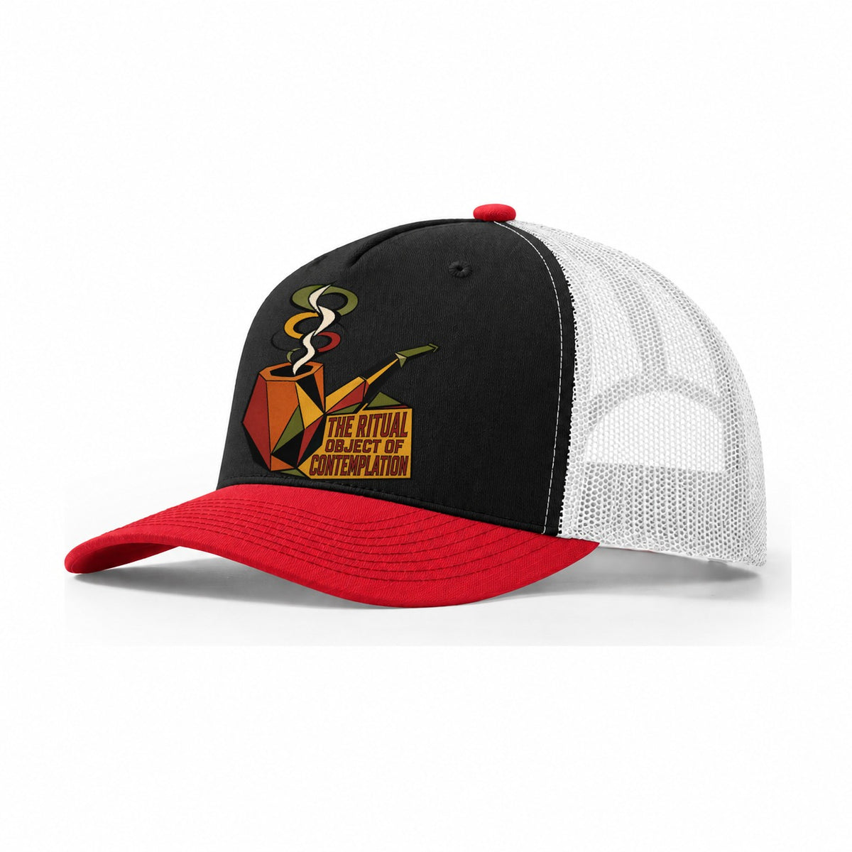 Smoking Pipe Portrait Trucker Hat – Black Red White