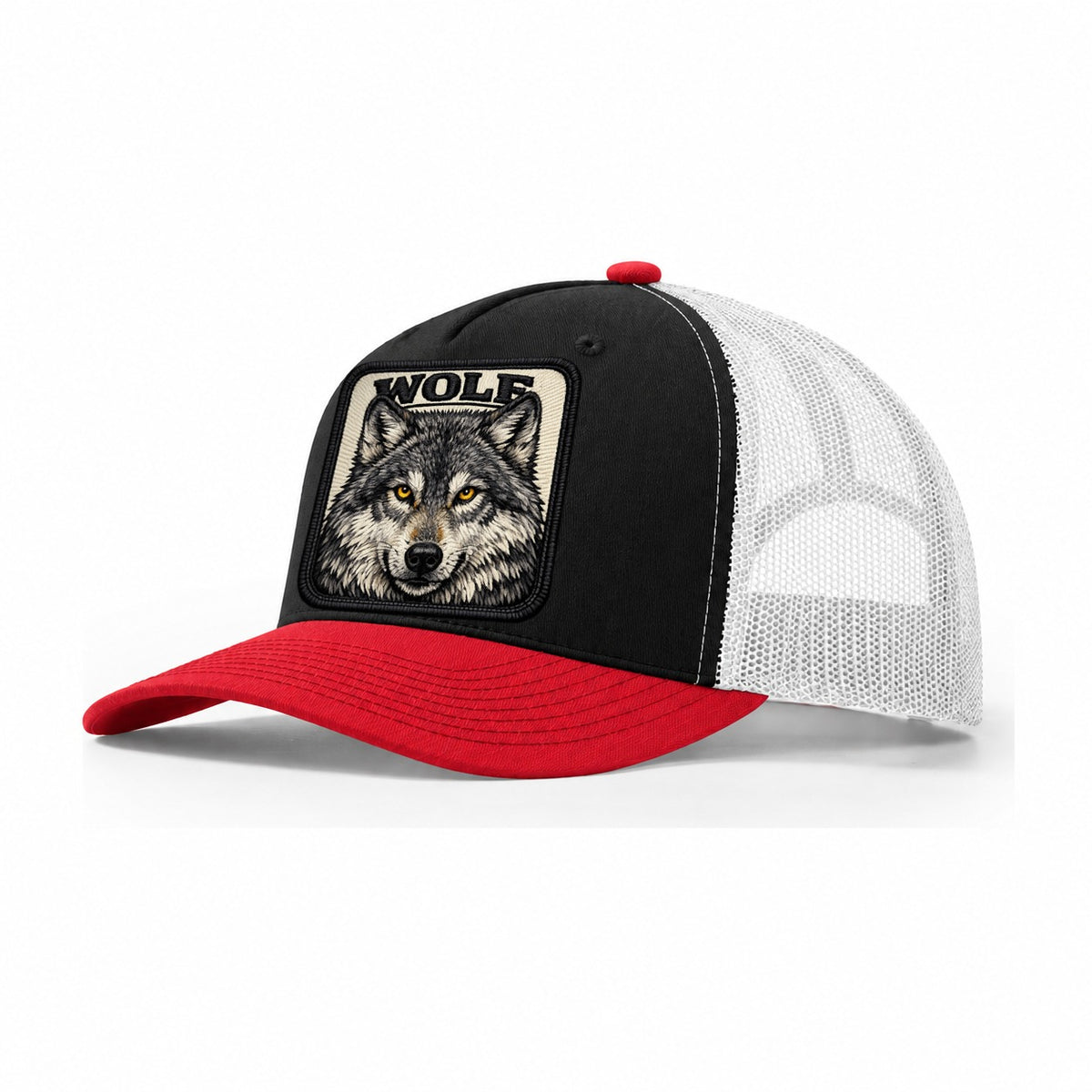 Wolf Trucker Hat – Black Red White