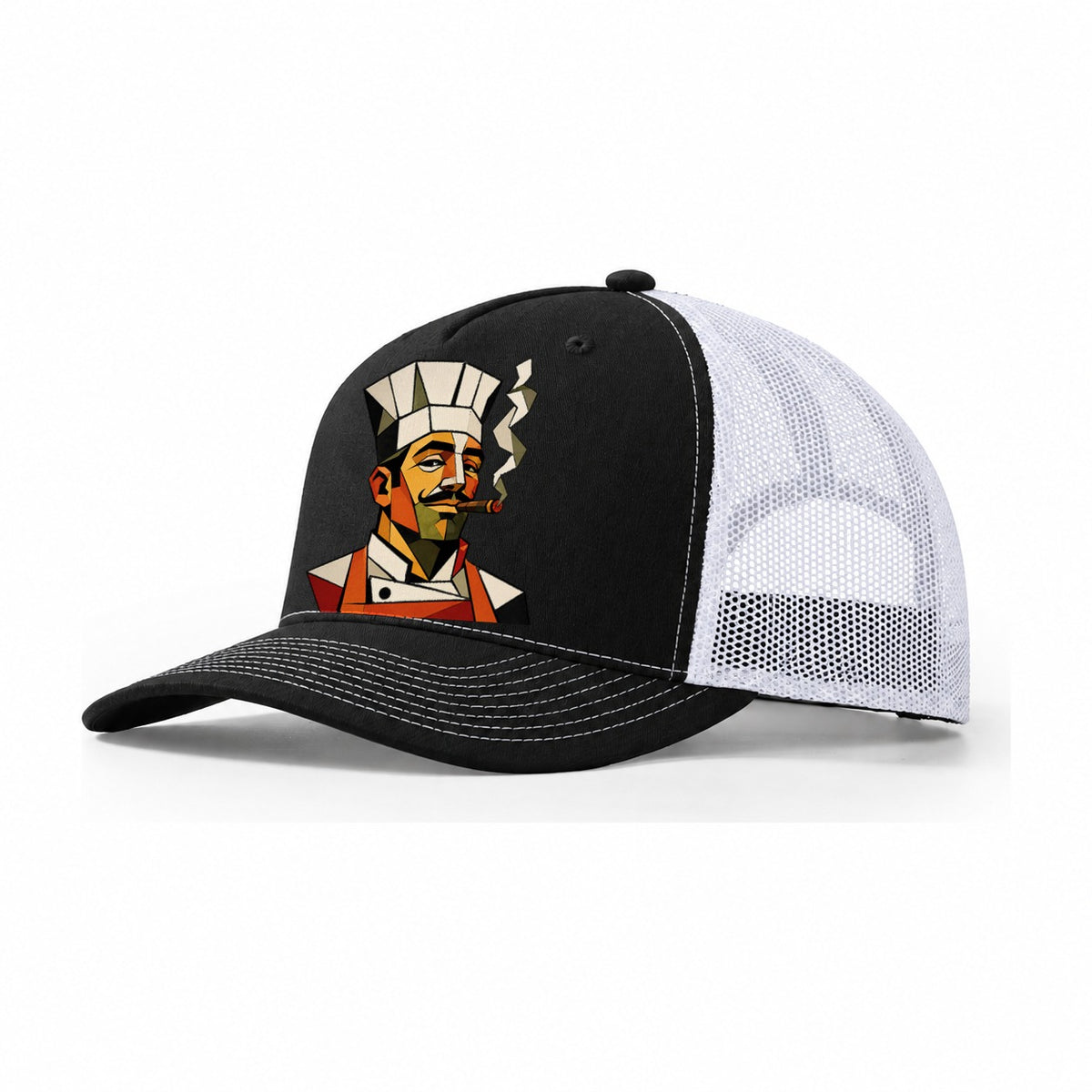 Chef Portrait Toque Trucker Hat – Black White