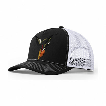 Pelican Dive Throat Pouch Trucker Hat – Black White