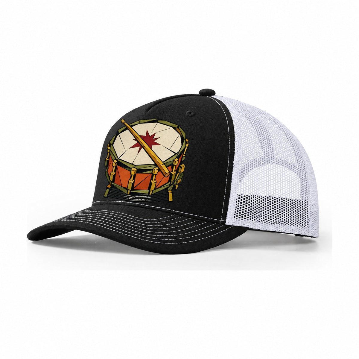 Snare Drum Close Up Trucker Hat – Black White