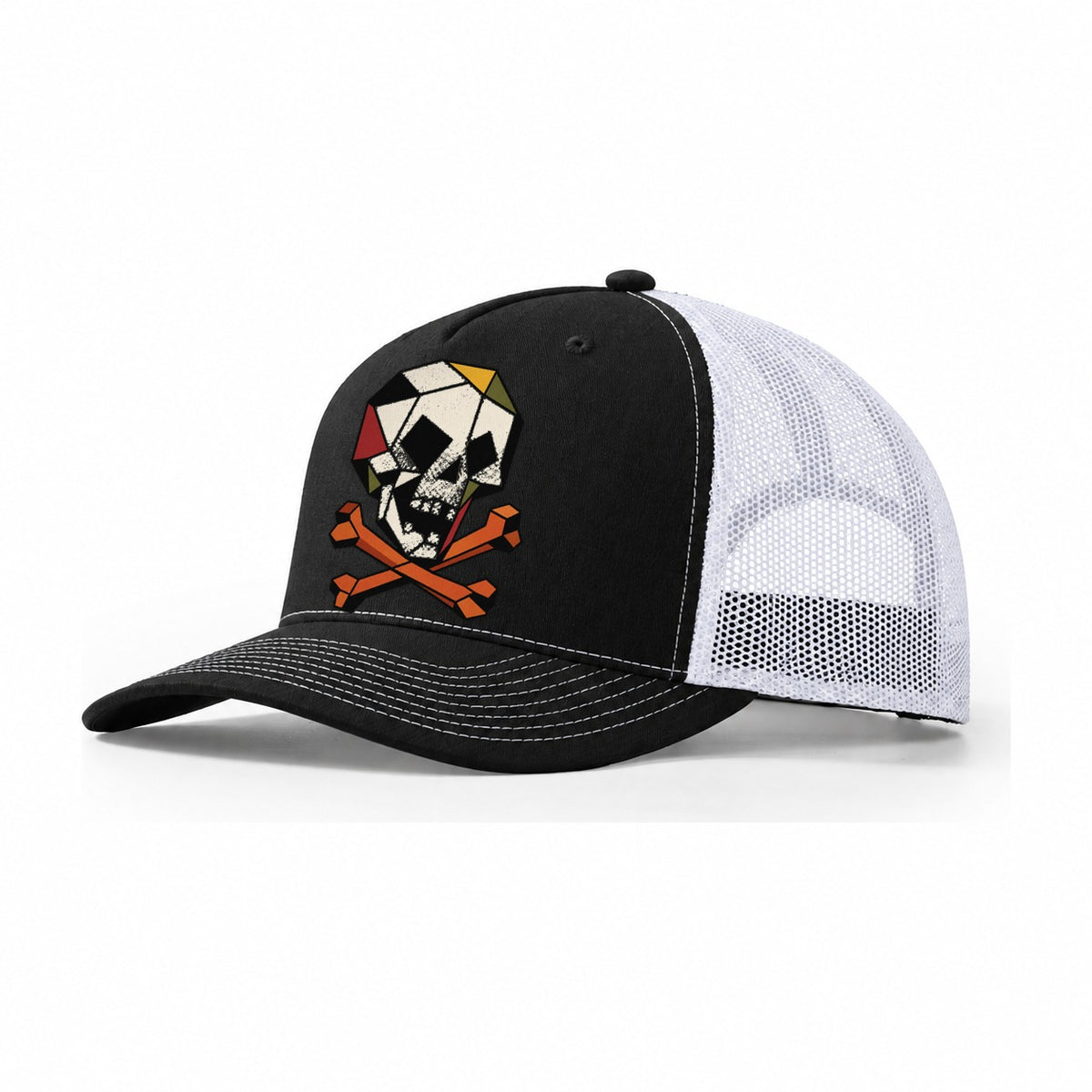 Pirate Skull Crossbones Trucker Hat – Black White