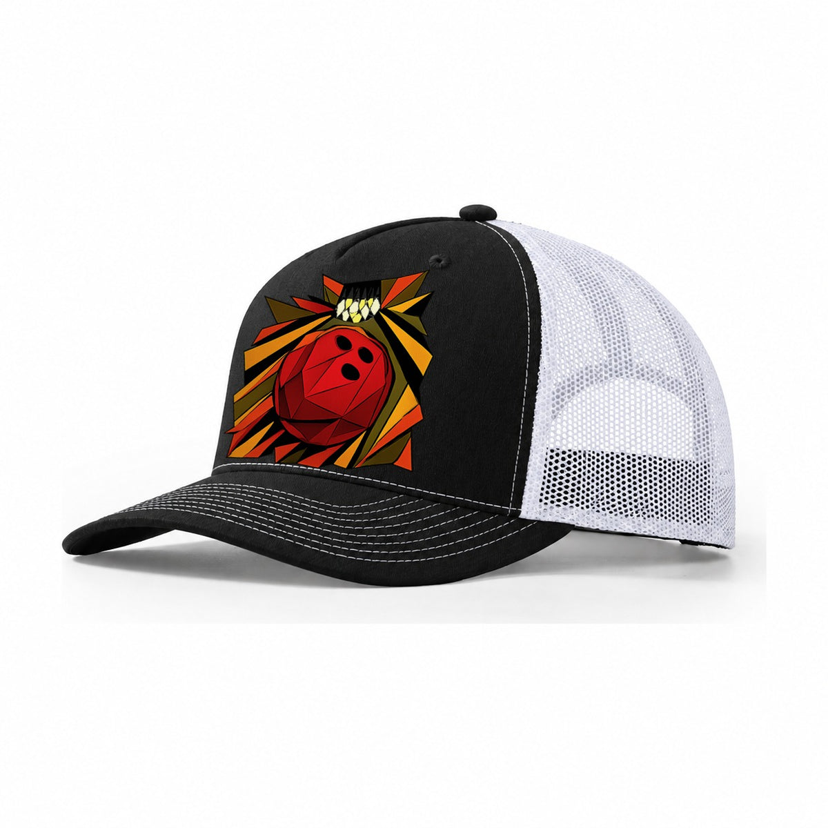 Bowling Ball Lane Roll Trucker Hat – Black White
