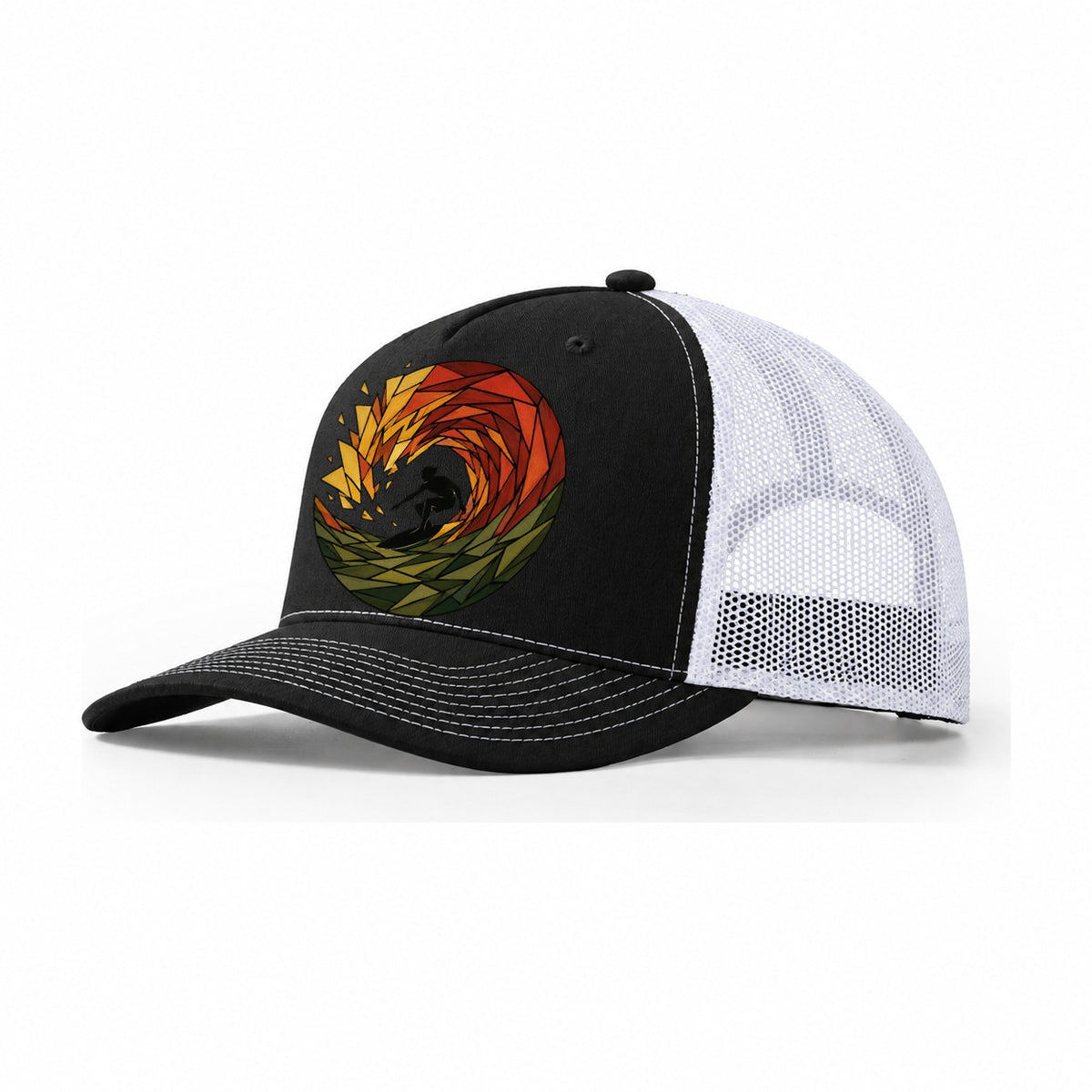 Surfer Barrel Trucker Hat – Black White