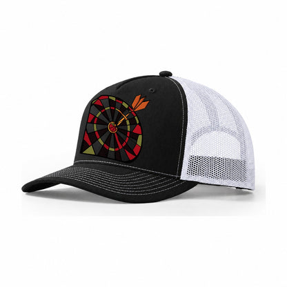 Dart Bullseye Trucker Hat – Black White