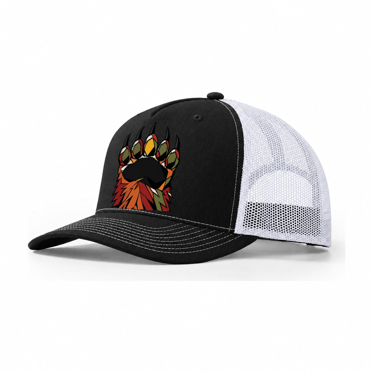Grizzly Bear Paw Trucker Hat – Black White
