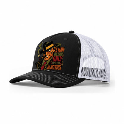 Gangster Portrait Trucker Hat – Black White