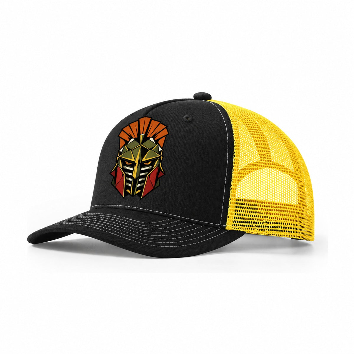 Gladiator Helmet Crest Trucker Hat – Black Yellow