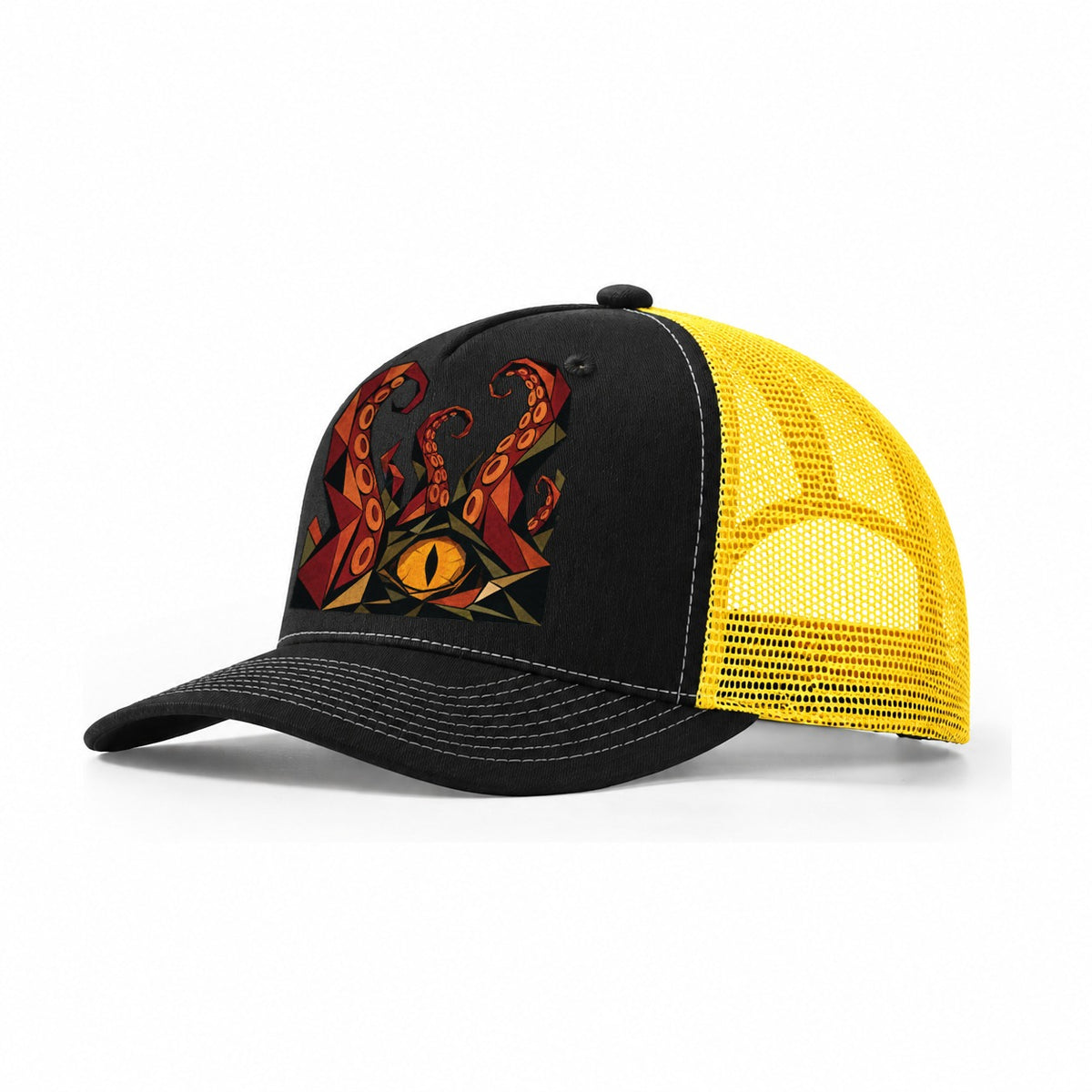 Kraken Tentacles Rising Trucker Hat – Black Yellow
